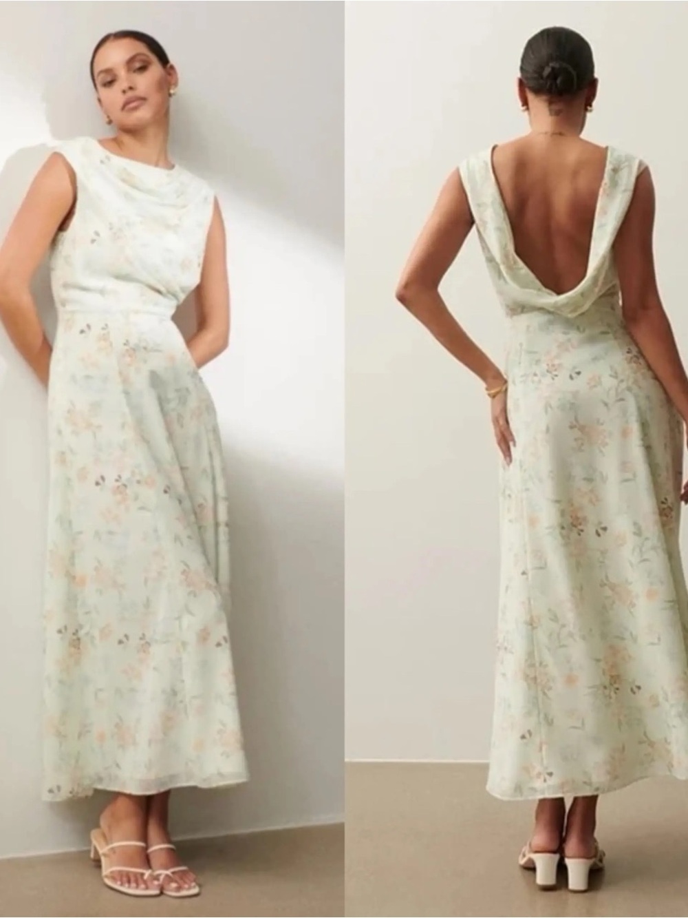 Abercrombie & Fitch Floral Maxi Dress S Green Wedding Guest Garden Party